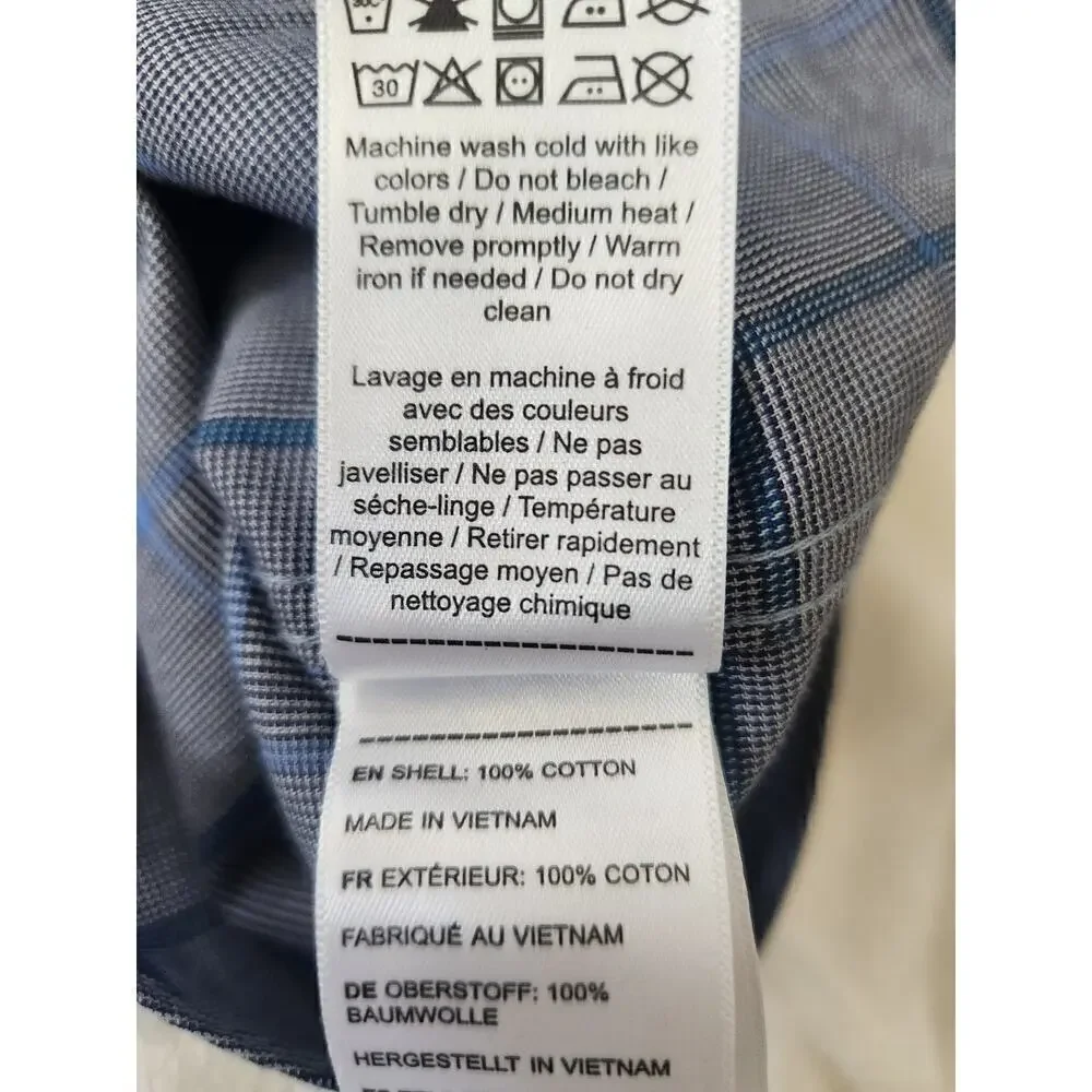 Untuckit Men's button down shirt window pane plaid navy sz XXL career preppy - Picture 8 of 9